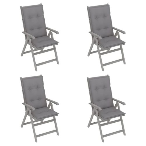Garden Reclining Chairs with Cushions Solid Acacia Wood