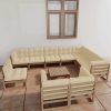 11 Piece Garden Lounge Set Solid Pinewood