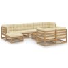 10 Piece Garden Lounge Set with Cushions Solid Pinewood