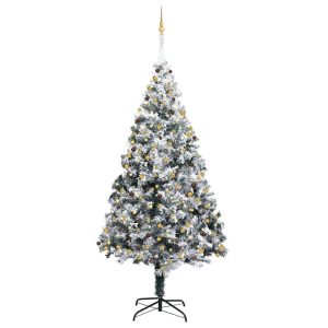 Artificial Christmas Tree LEDs&Ball Set&Flocked Snow Green