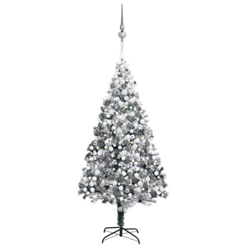 Artificial Christmas Tree LEDs&Ball Set&Flocked Snow Green
