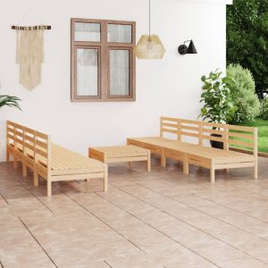 9 Piece Garden Lounge Set Solid Pinewood