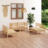 6 Piece Garden Lounge Set Solid Pinewood