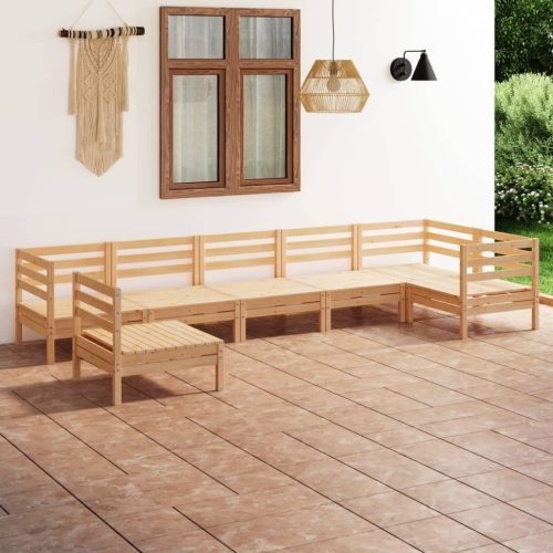 7 Piece Garden Lounge Set Solid Pinewood