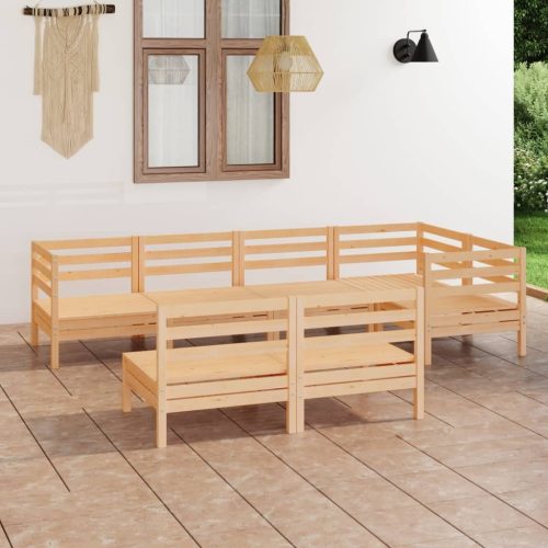 7 Piece Garden Lounge Set Solid Pinewood