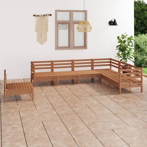 7 Piece Garden Lounge Set Solid Pinewood