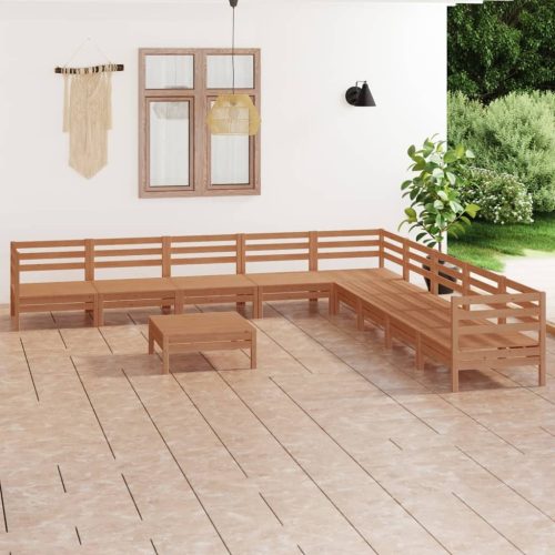 10 Piece Garden Lounge Set Solid Pinewood