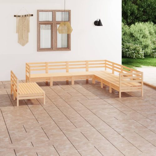 9 Piece Garden Lounge Set Solid Pinewood