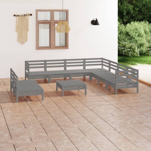 10 Piece Garden Lounge Set Solid Pinewood