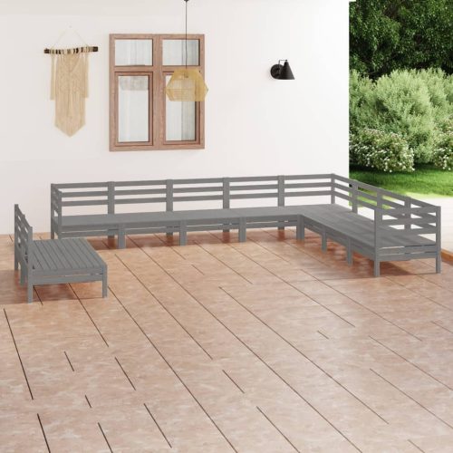 10 Piece Garden Lounge Set Solid Pinewood