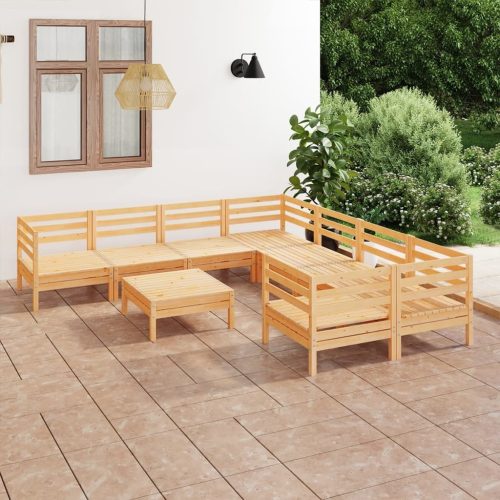 9 Piece Garden Lounge Set Solid Pinewood