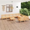 10 Piece Garden Lounge Set Solid Pinewood