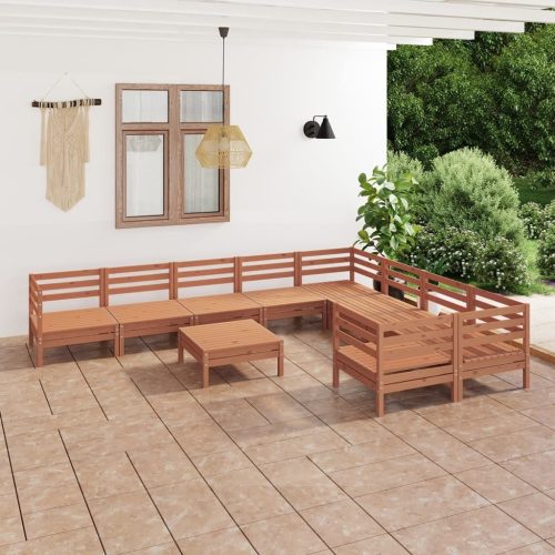 10 Piece Garden Lounge Set Solid Pinewood