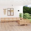 10 Piece Garden Lounge Set Solid Pinewood