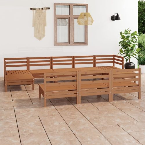 10 Piece Garden Lounge Set Solid Pinewood