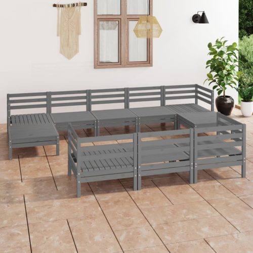 10 Piece Garden Lounge Set Solid Pinewood