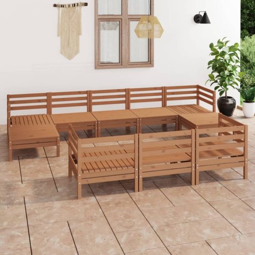 10 Piece Garden Lounge Set Solid Pinewood