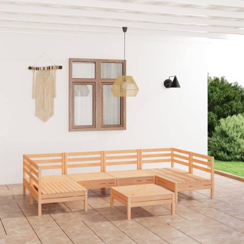 7 Piece Garden Lounge Set Solid Pinewood