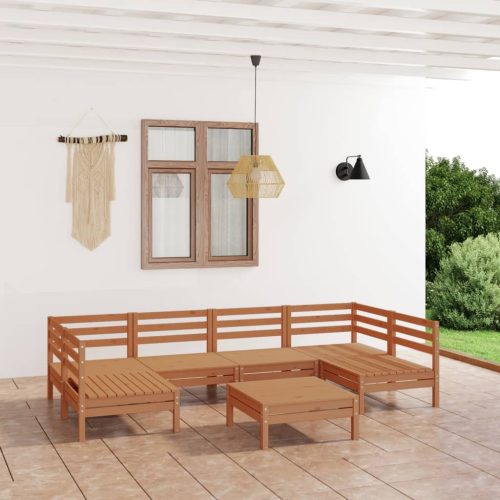 7 Piece Garden Lounge Set Solid Pinewood