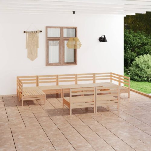 9 Piece Garden Lounge Set Solid Pinewood