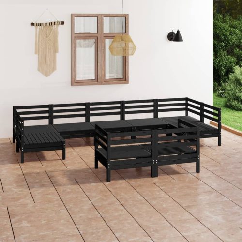 9 Piece Garden Lounge Set Solid Pinewood