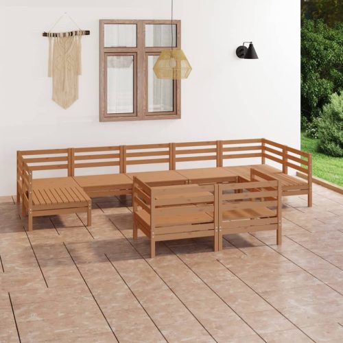 10 Piece Garden Lounge Set Solid Pinewood