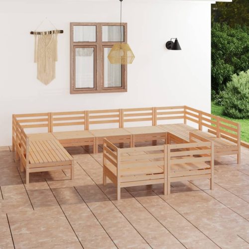 11 Piece Garden Lounge Set Solid Pinewood