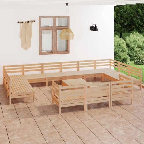 14 Piece Garden Lounge Set Solid Pinewood