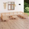 10 Piece Garden Lounge Set Solid Pinewood