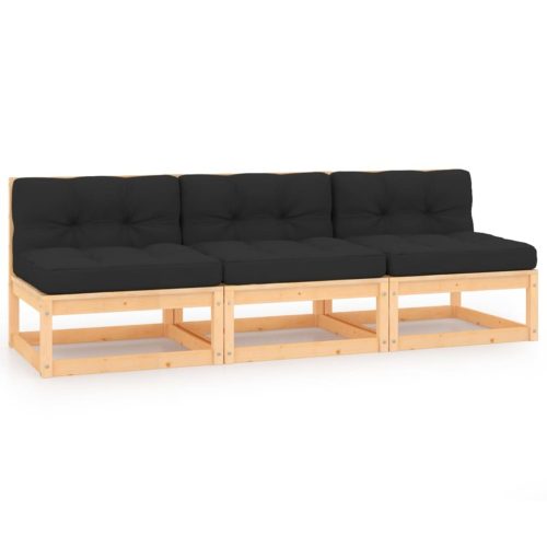 Garden 3-Seater Sofa Solid Wood Pine