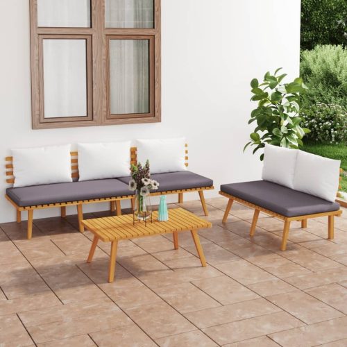 Garden Lounge Set with Cushions Solid Wood Acacia