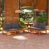 Garden Benches with Cushions 2 pcs Acacia Wood