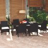 Garden Dining Set with Cushions Poly Rattan