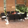 Garden Dining Set with Cushions Poly Rattan
