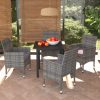 Garden Dining Set with Cushions Poly Rattan