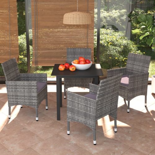 Garden Dining Set with Cushions Poly Rattan