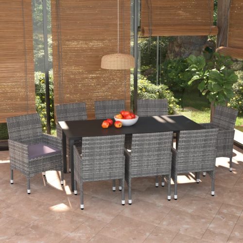 Garden Dining Set with Cushions Poly Rattan