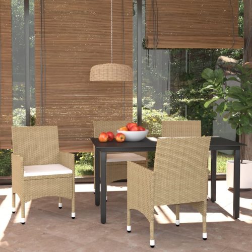Garden Dining Set with Cushions Poly Rattan