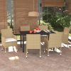 Garden Dining Set with Cushions Poly Rattan