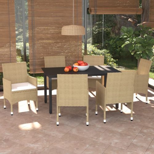 Garden Dining Set with Cushions Poly Rattan