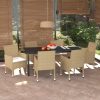 Garden Dining Set with Cushions Poly Rattan