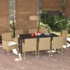 Garden Dining Set with Cushions Poly Rattan