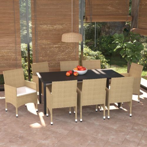 Garden Dining Set with Cushions Poly Rattan