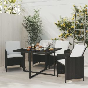 Outdoor Dining Set with Cushions Poly Rattan