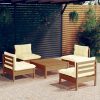 5 Piece Garden Lounge Set with Cushions Pinewood