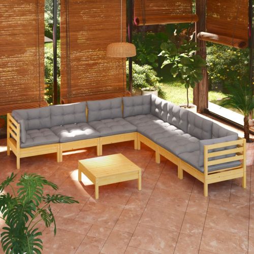 8 Piece Garden Lounge Set with Cushions Solid Pinewood