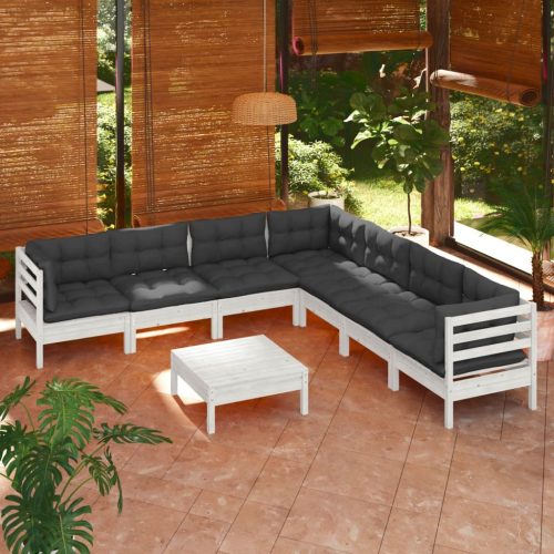 8 Piece Garden Lounge Set with Cushions Solid Pinewood