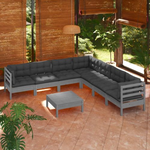 8 Piece Garden Lounge Set with Cushions Solid Pinewood