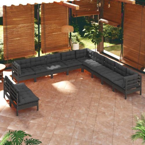 11 Piece Garden Lounge Set with Cushions Solid Pinewood