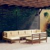 9 Piece Garden Lounge Set with Cushions Pinewood
